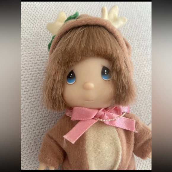 Precious Moments Christmas Doll Figure Reindeer Baby 1991 Vintage Enesco Small - Picture 4 of 7